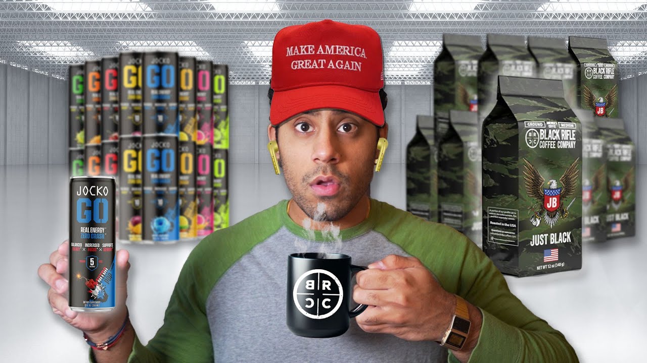 YouTube post by @SajiSharma for The Atlantic. Caption reads: I Tried Conservative Products So You Don't Have To.