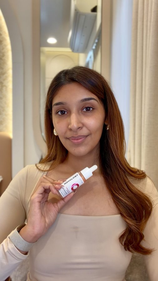 Instagram post by @honeysheth for Novology. Caption reads: I’ve spent years chasing “Pigmentation” products....