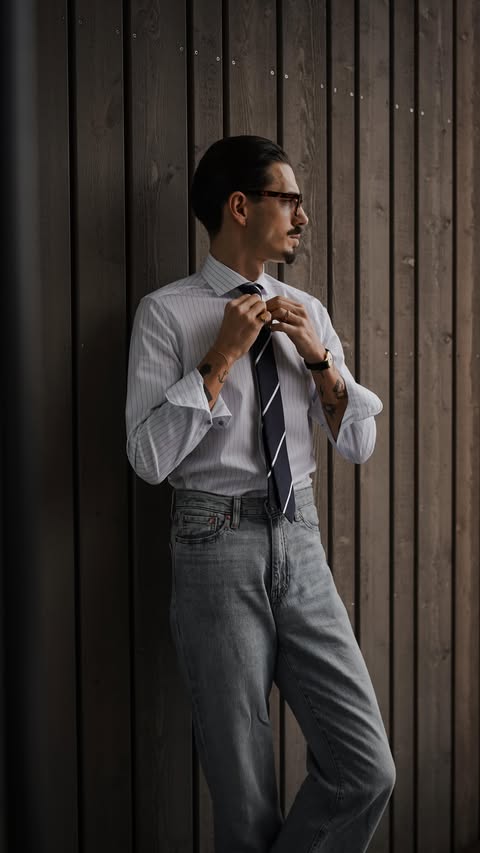 Instagram post by @manuel.fiori for Olymp. Caption reads: One look, two vibes. @olympmen....