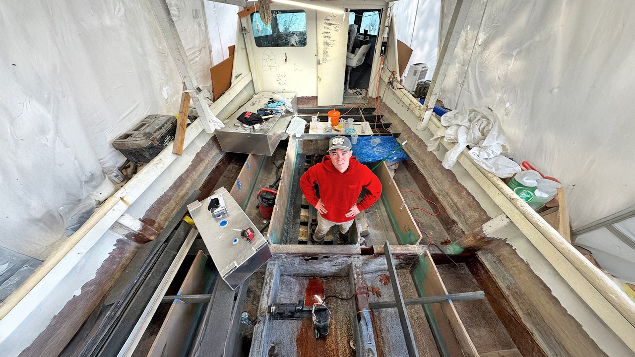 YouTube post by @fvsoutherngirl for Jimmy's Famous Seafood. Caption reads: The truth about rebuilding my vandalized boat.