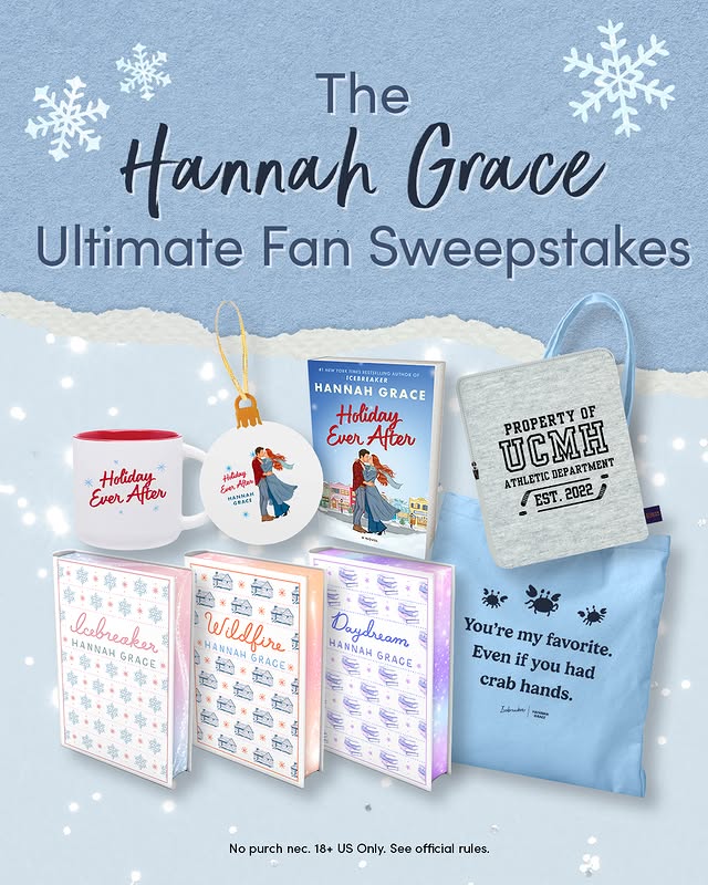 Instagram post by @hannahgraceauthor for Atria Books. Caption reads: We’re celebrating the holidays by giving one lucky....