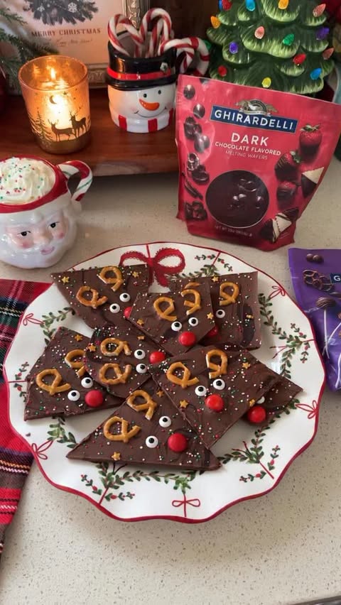 Instagram post by @sheri_wilson_ for Ghirardelli. Caption reads: #ghirardellipartner the cutest holiday bark and so....