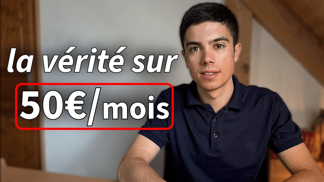 YouTube post by @DimitriFinance for Podia. Caption reads: Investing €50/month: is it really worth it?.