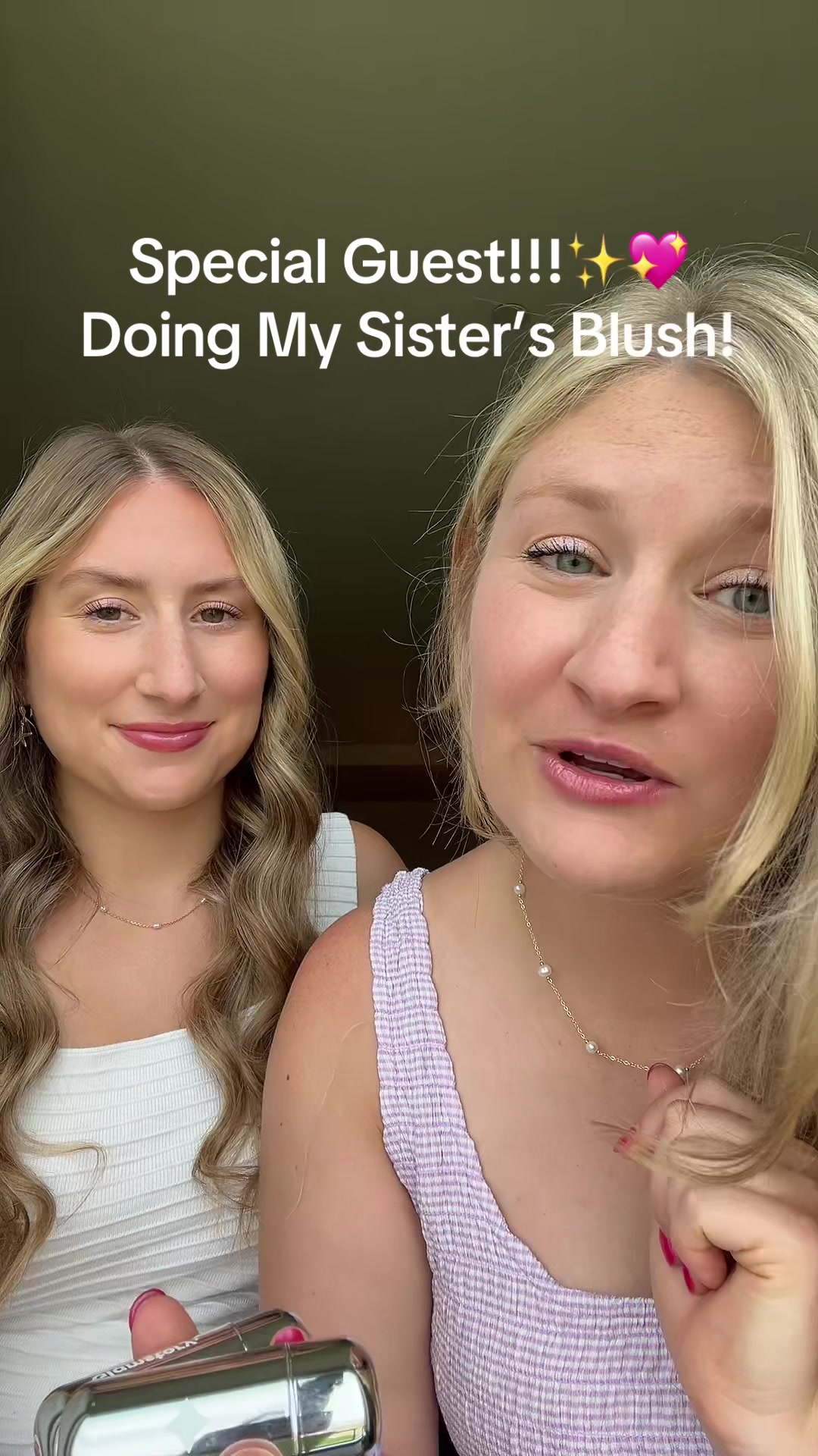 TikTok post by @asmrkatiee for Glam Story. Caption reads: [...] time doing each others makeup!!🎀🤗....