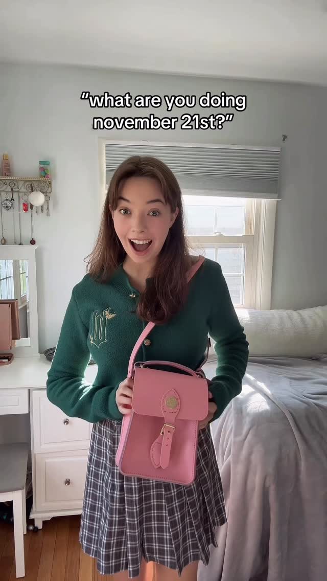 Instagram post by @basically_broadway for Cambridge Satchel. Caption reads: ALSO…the wicked + wicked: for good double feature....