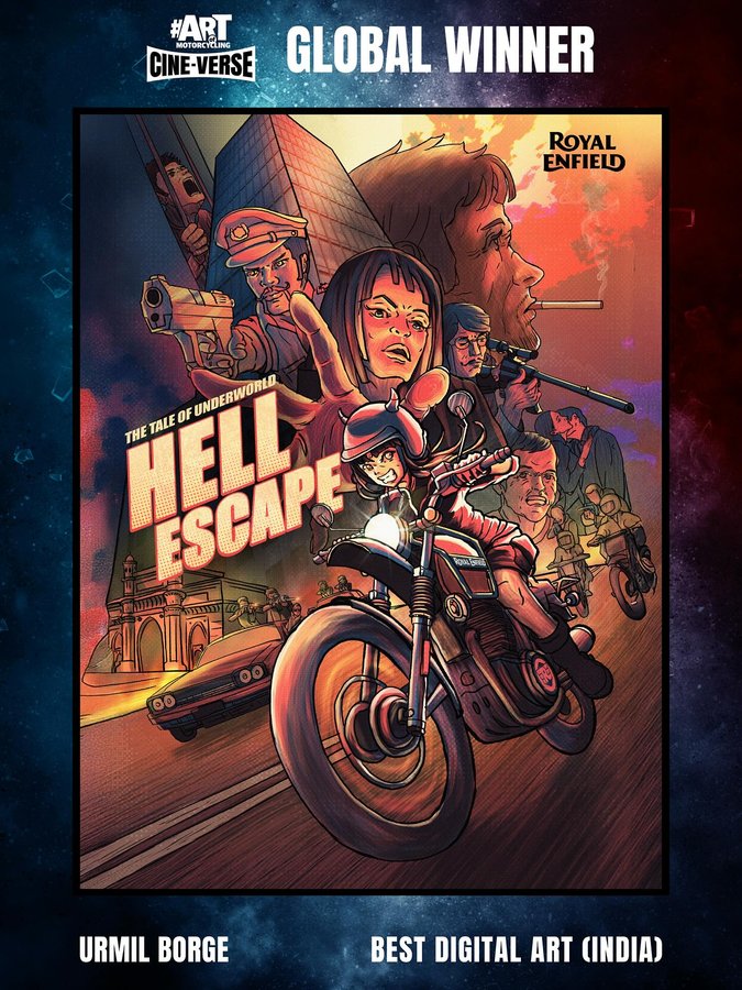 Instagram post by @recolombia for Royal Enfield. Caption reads: The stage is set. The cameras are rolling. 🥁....