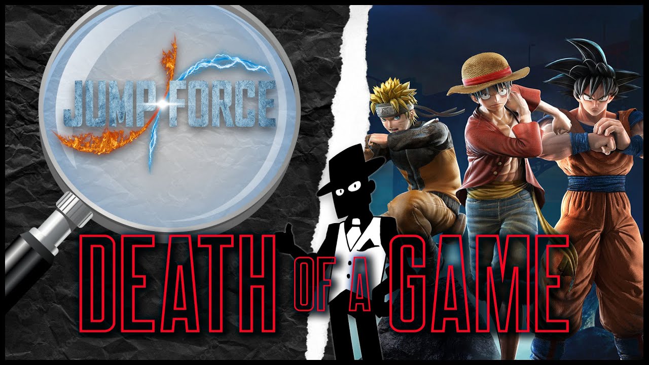 YouTube post by @nerdSlayerstudioss for IGN. Caption reads: Death of a Game: Jump Force.