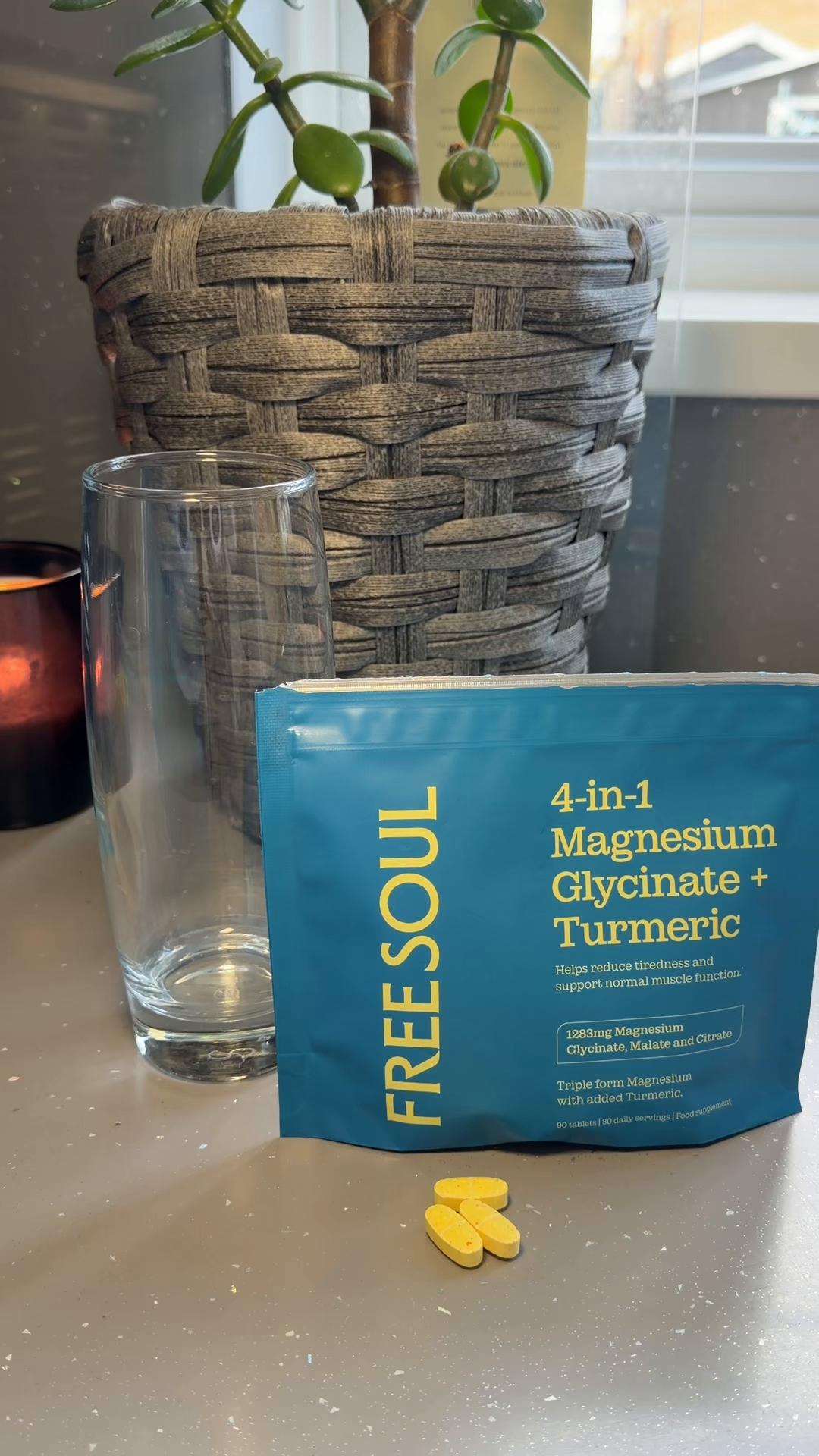 TikTok post by @rashpalkk for Free Soul. Caption reads: Trying the Free Soul 4-in-1 magnesium glycinate....