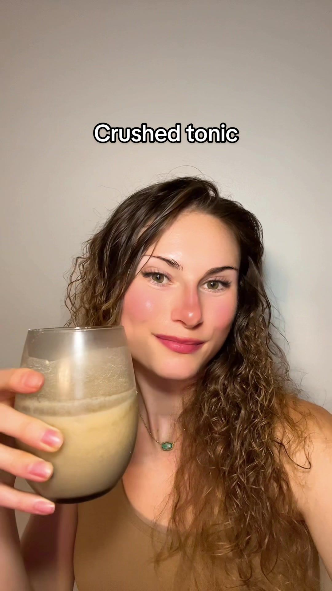 TikTok post by @sidneysnacks for Crushed Tonic. Caption reads: Crushed tonic vanilla bean, collagen creamer and....