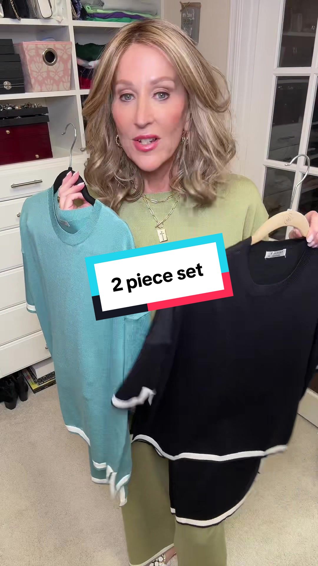 TikTok post by @crazywiglady100 for Ekouaer. Caption reads: [...] piece set for all your summer travels.....