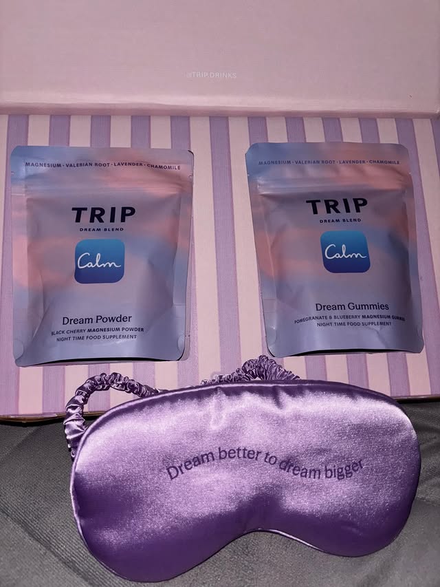Instagram post by an influencer for TRIP. Caption reads: AD | @trip.drinks Sleep just got a major [...].