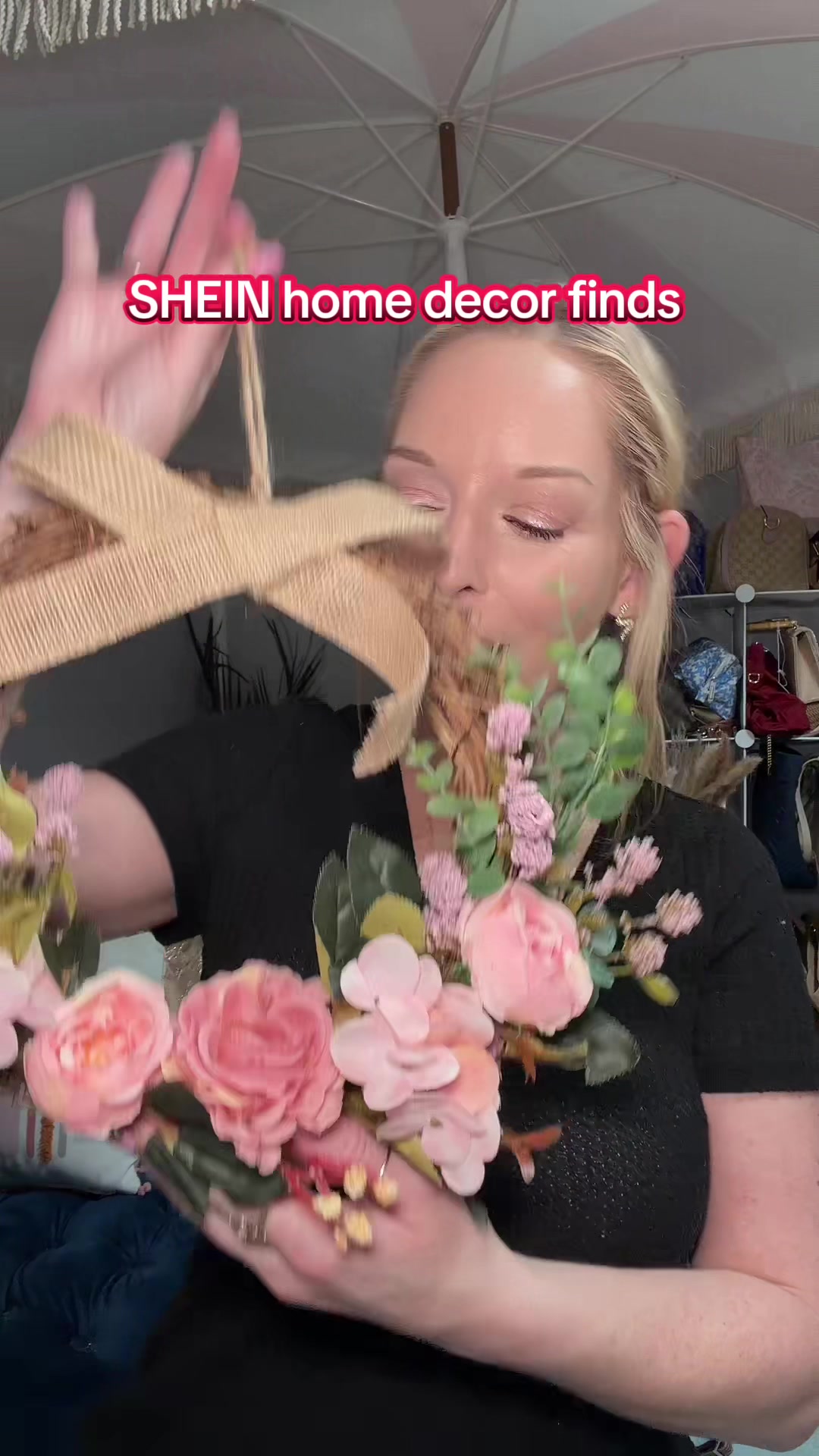 TikTok post by @shoelover99 for Shein. Caption reads: SHEIN has home decor! And it’s lovely! You can....