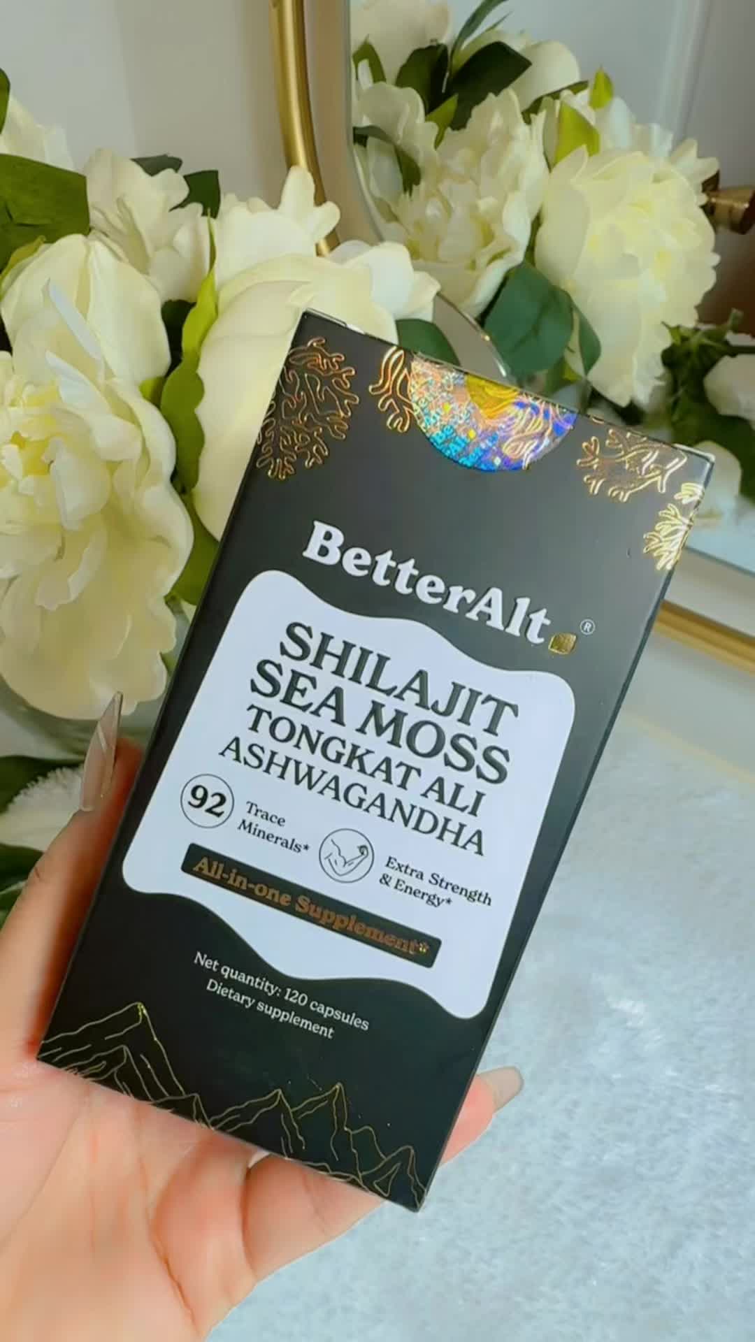 TikTok post by @almos.crystal for Better Alt. Caption reads: 57% Sale⭐️ BetterAlt GOLD+ Shilajit, Ashwagandha &....