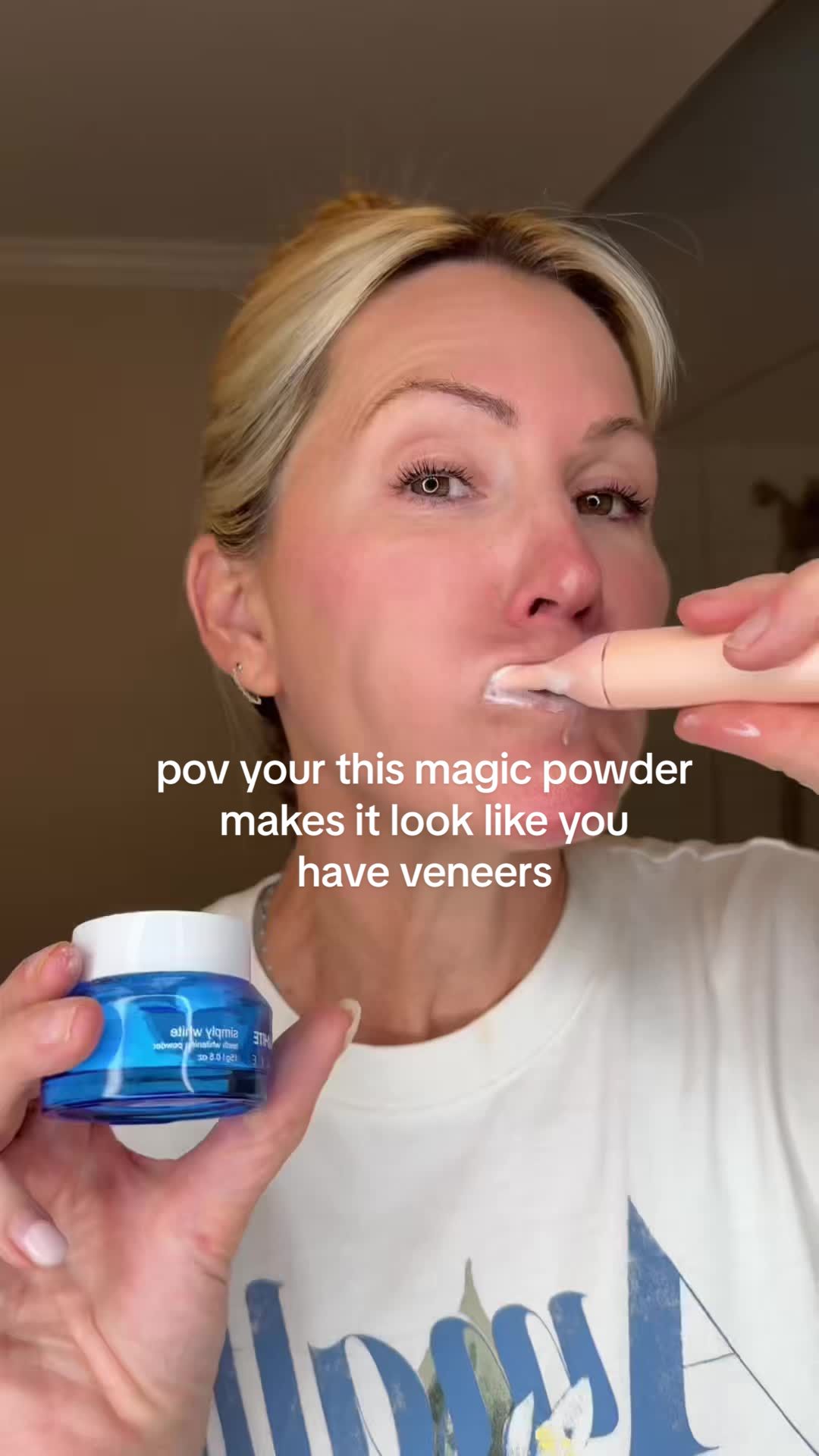 TikTok post by @jennifer_adell for PurelyWHITE DELUXE. Caption reads: The only teeth whitener you will ever need 🦷😁....