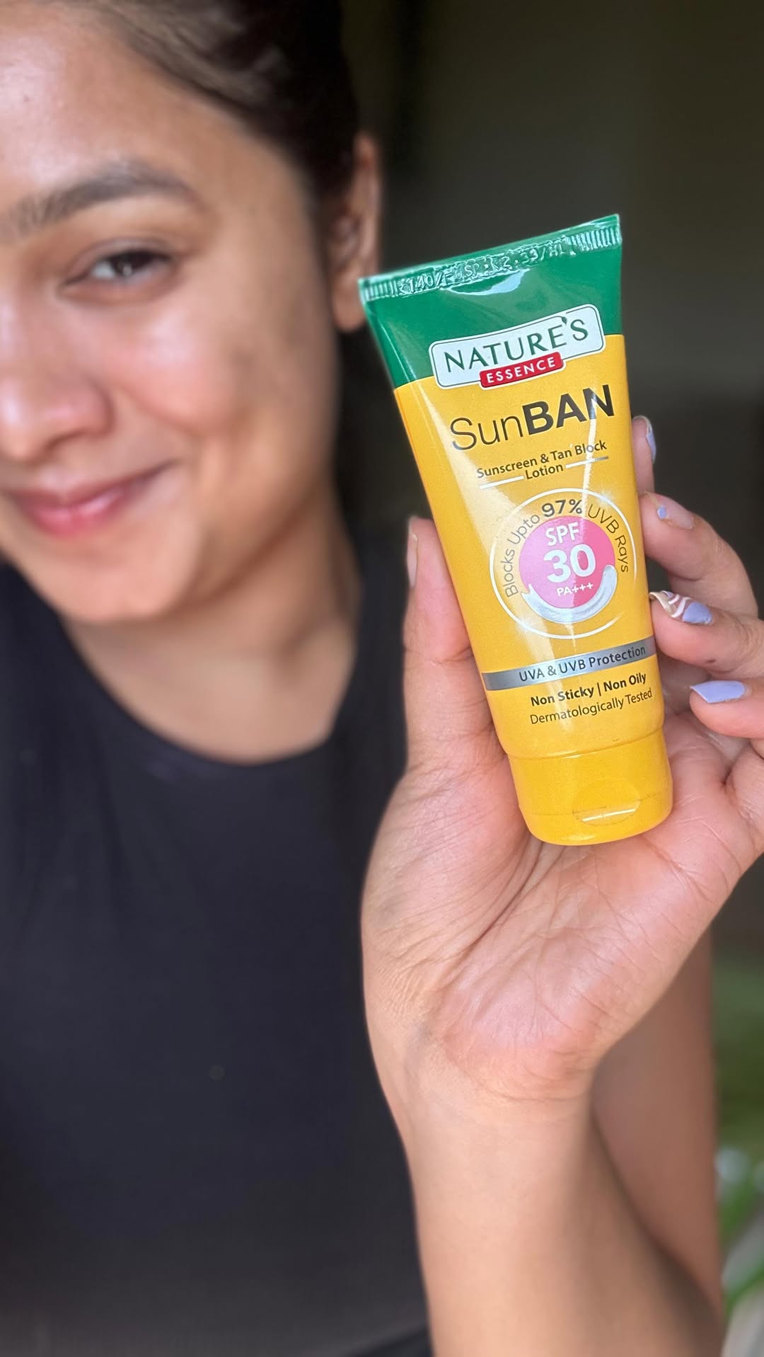 Instagram post by @wellnessbyshilpa for Nature’s Essence. Caption reads: Affordable Skincare with no White-Cast....