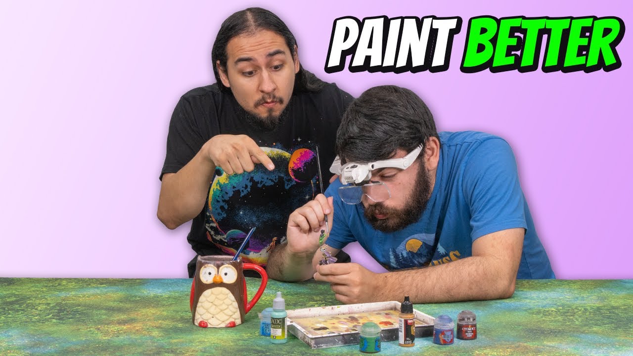 YouTube post by @EonsOfBattle for MyMiniFactory. Caption reads: Teaching an Amateur How to Paint Perfectly!.
