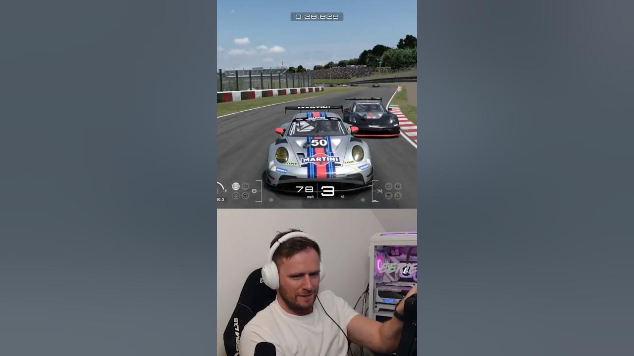 YouTube post by @EERIEISSSS for Thrustmaster. Caption reads: [...] My Complete Sim Rig Setup: ✅ Thrustmaster....