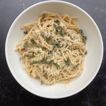 Instagram post by @katelemere for Natural Heaven. Caption reads: Recipe >>> @naturalheavenusa pasta +....