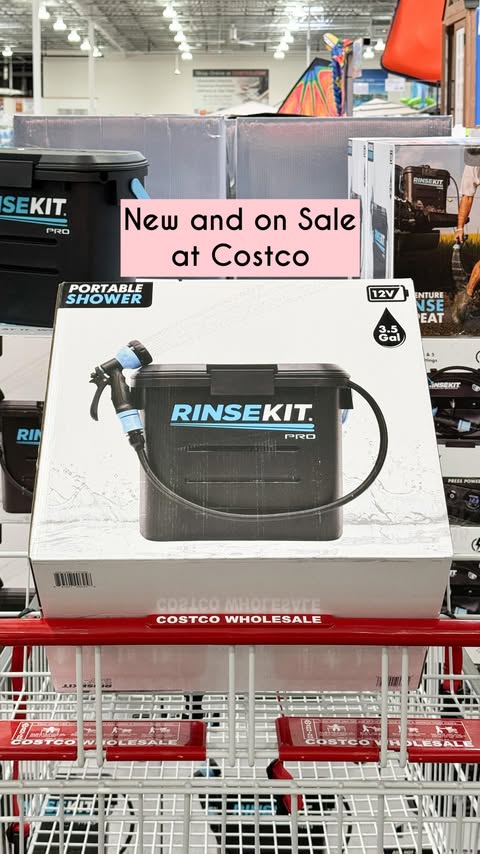 Instagram post by @costcoaisles for RinseKit. Caption reads: [...] it, wash it, rinse it anywhere with....