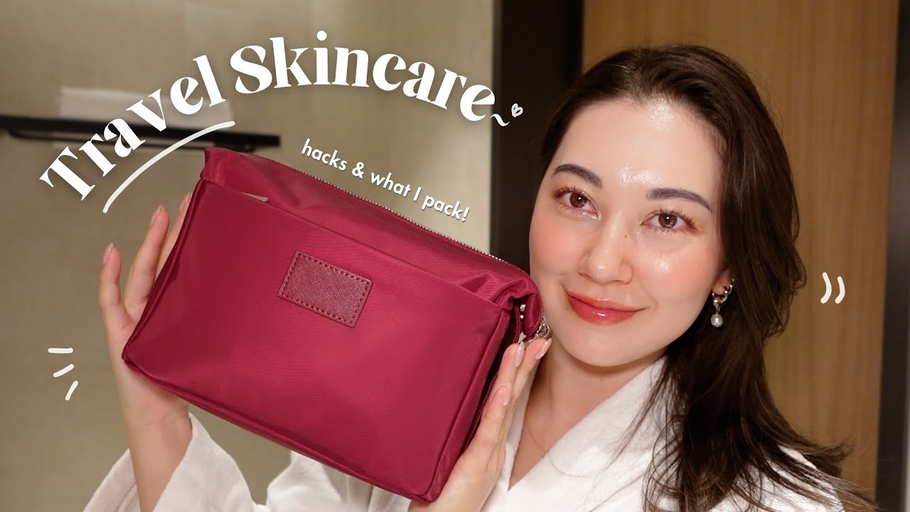 YouTube post by @TinaTanakaHarris for Etoile. Caption reads: what's in my Travel Skincare bag?.