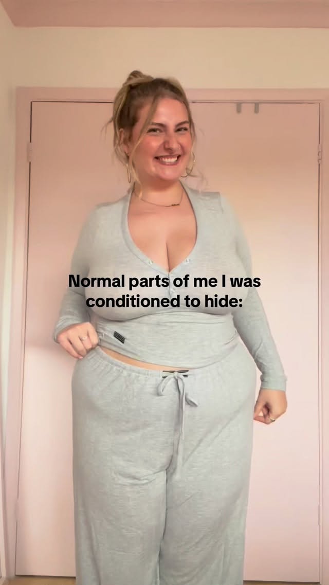 Instagram post by @xelliesweetx for Savage X Fenty. Caption reads: Normal parts of me I was conditioned to hide but....