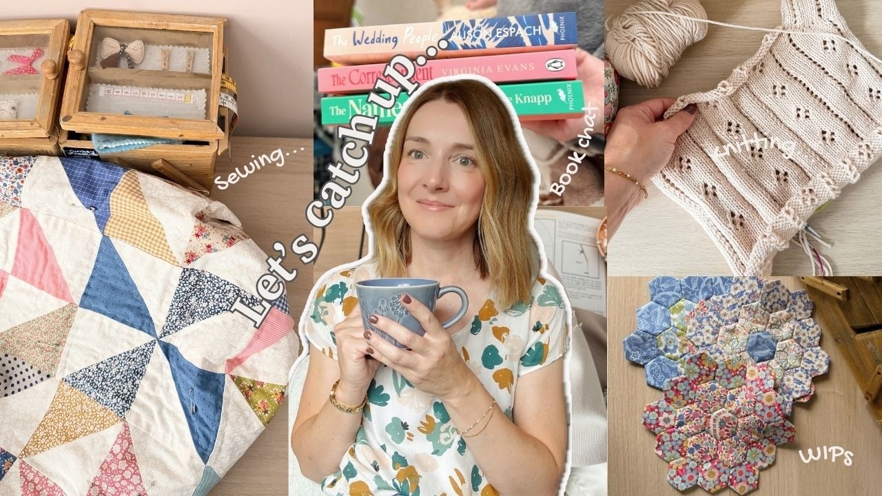 YouTube post by @MadeBySally for NADIA ANYA. Caption reads: Sewing, Knitting, WIPs, Reading and Fabric Sorting....