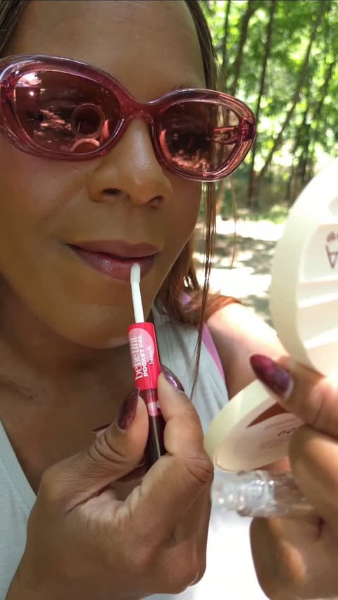 Instagram post by @allaboutglammingup for Benefit Club Pink US. Caption reads: The miles can wait... my lips can't. 😉🚴‍♀️💋....