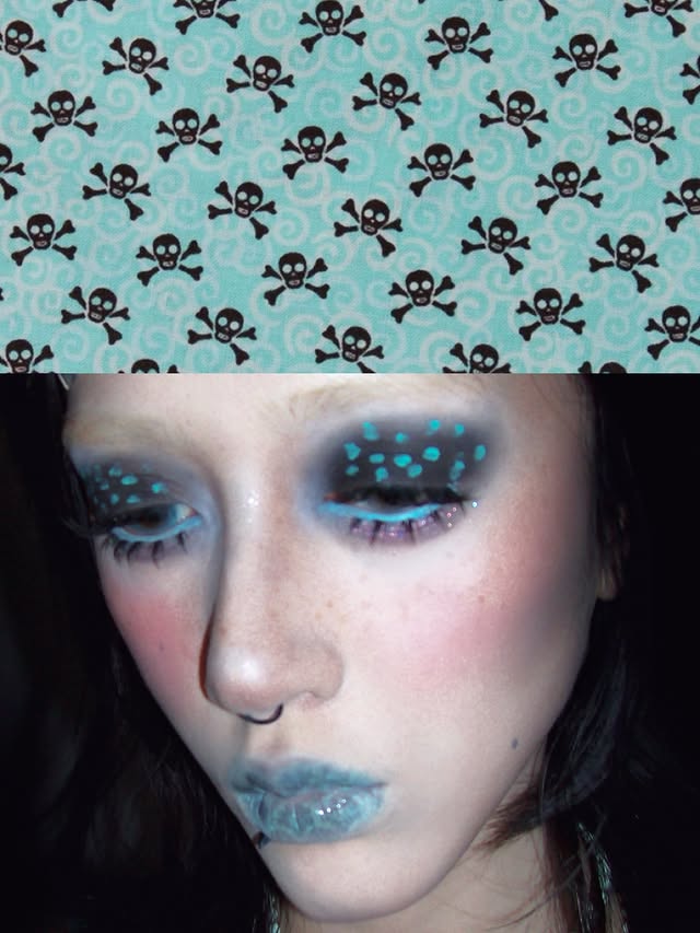 Instagram post by @freya86_ff for about-face beauty. Caption reads: [...] earth* Oddity eyeliner G08奶糕蓝*....