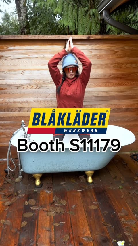 Instagram post by @the_ladyplumber for Blåkläder. Caption reads: Who’s going to the @intlbuildersshow ?! I’m going....