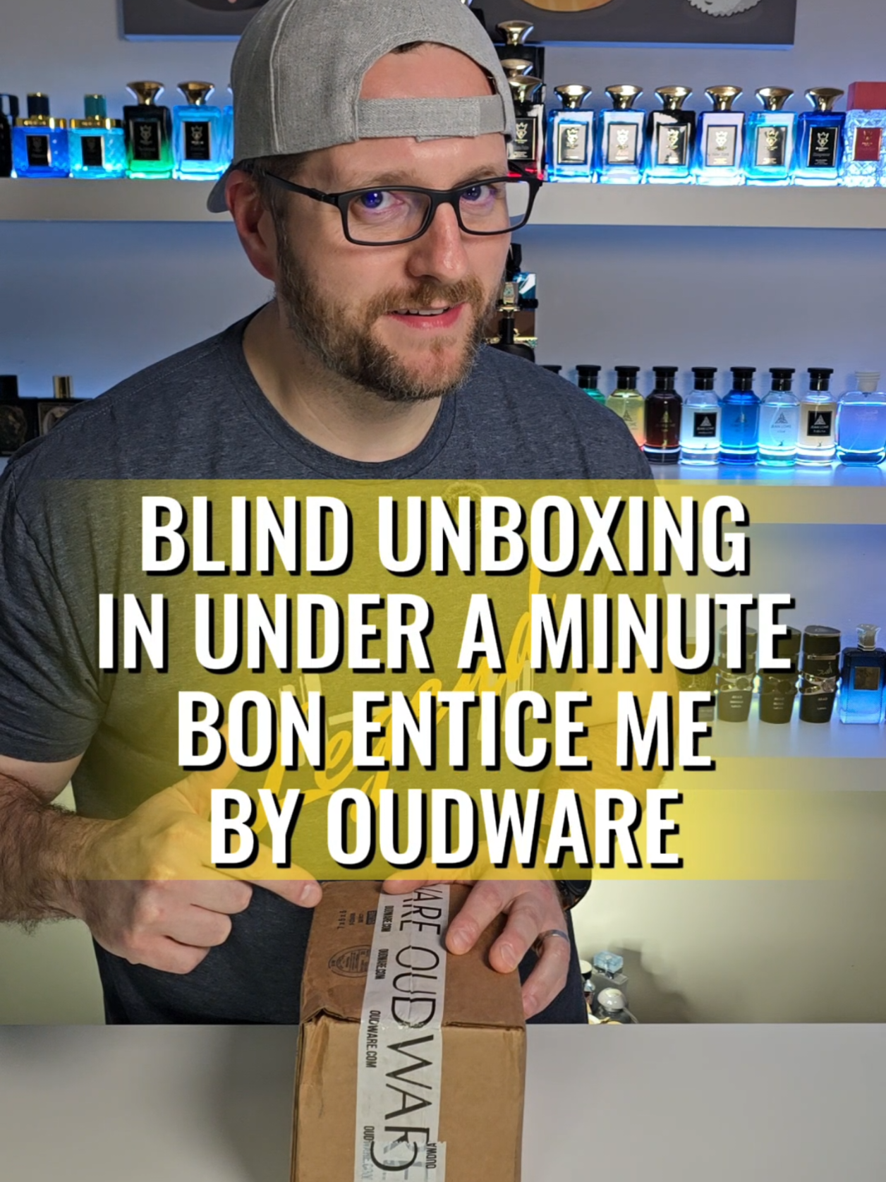 TikTok post by @jfragrance_journey for Oudware. Caption reads: [...] Blind Unboxing in Under a Minute Bon by....