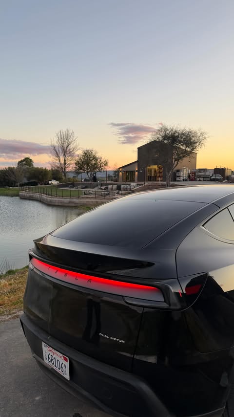 Instagram post by @dangjoanne for Tesla. Caption reads: [...] wine country views and a little bit of Tesla....