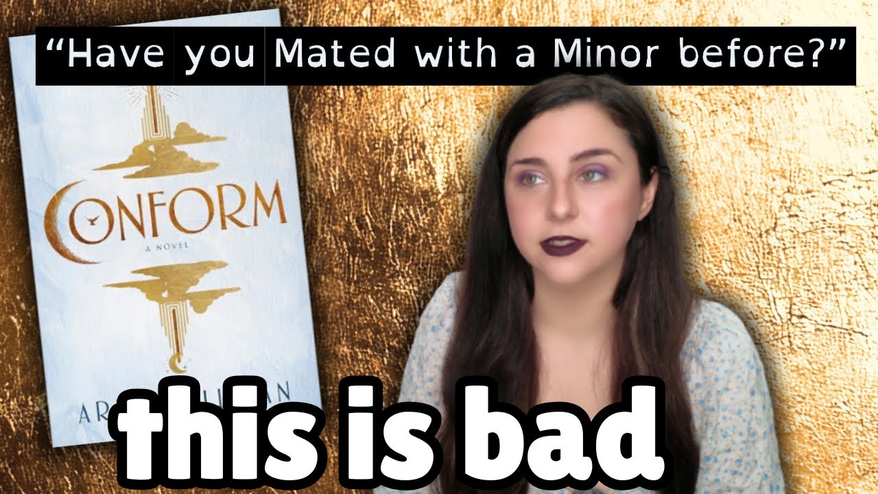 YouTube post by @ReadswithRachel for Nuuly. Caption reads: CONFORM was a BAD DYSTOPIAN ROMANCE.