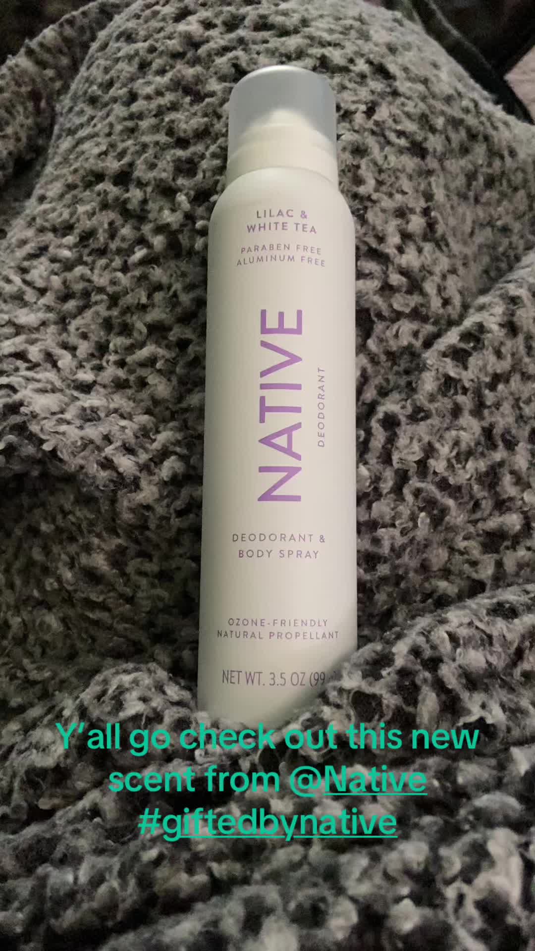 TikTok post by @katelynpaige850 for Native. Caption reads: #complimentary #GiftedbyNative....