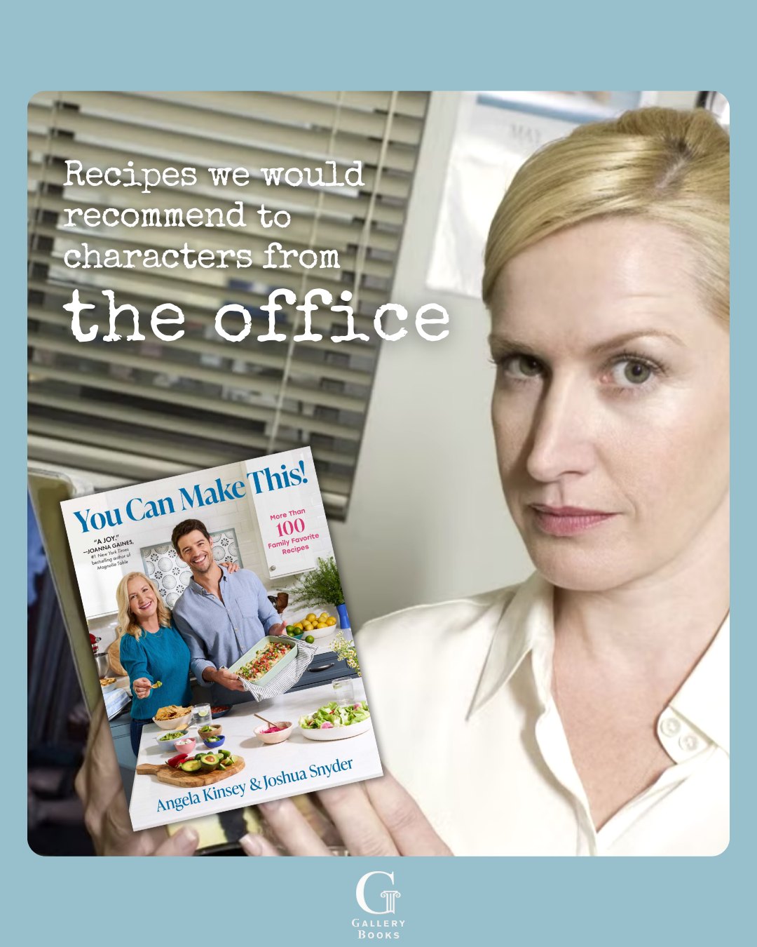 Instagram post by @bakingwithjoshandange for Gallery Books Group. Caption reads: If the Scranton crew ran the kitchen👨‍🍳🍴 Ever....