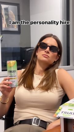 Instagram post by @amandamccants for Truly Hard Seltzer. Caption reads: The personality hire will never finish their work,....