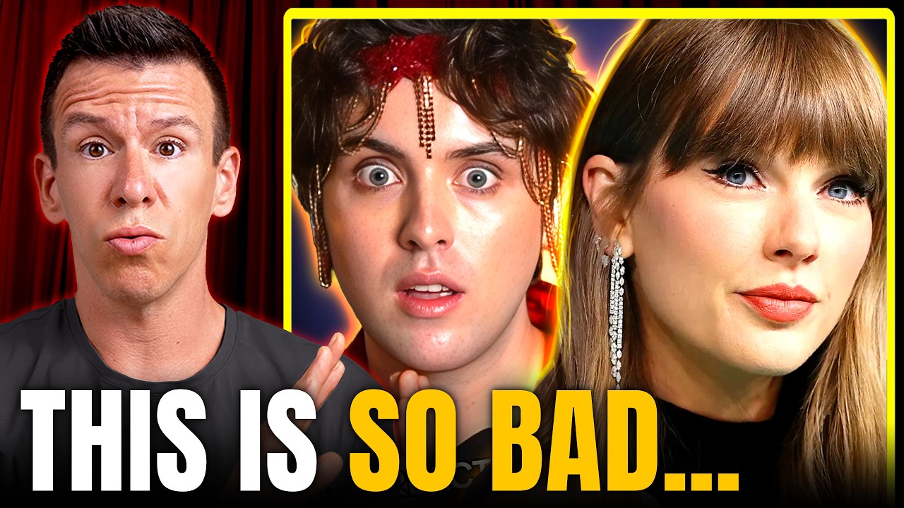 YouTube post by @PhilipDeFranco for PDS Debt. Caption reads: Taylor Swift Has a Bigger Problem Than Bad Reviews.