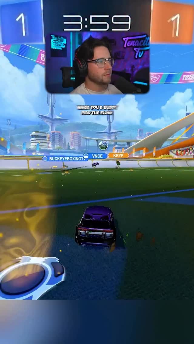 Instagram post by @tenacitytv_ for Vince. Caption reads: Tag that bro! @Vince 😏 #rocketleague....