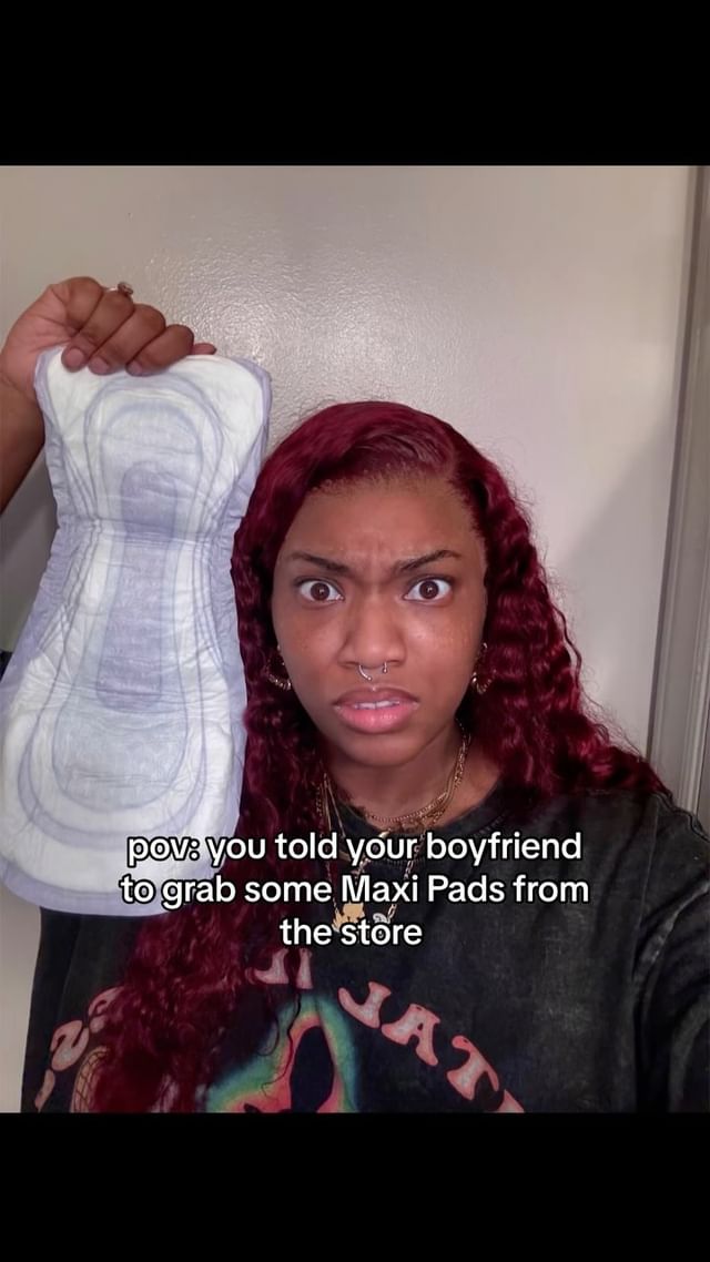 Instagram post by @thequeenofthegarden for Poise. Caption reads: these are Paramout PLUS pads 

#girlproblems....