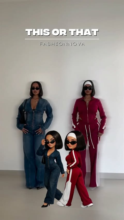 Instagram post by @aliciabonora for Fashion Nova. Caption reads: Denim or Tracksuit? 💙❤️ @FashionNova
🔎Kamaria....