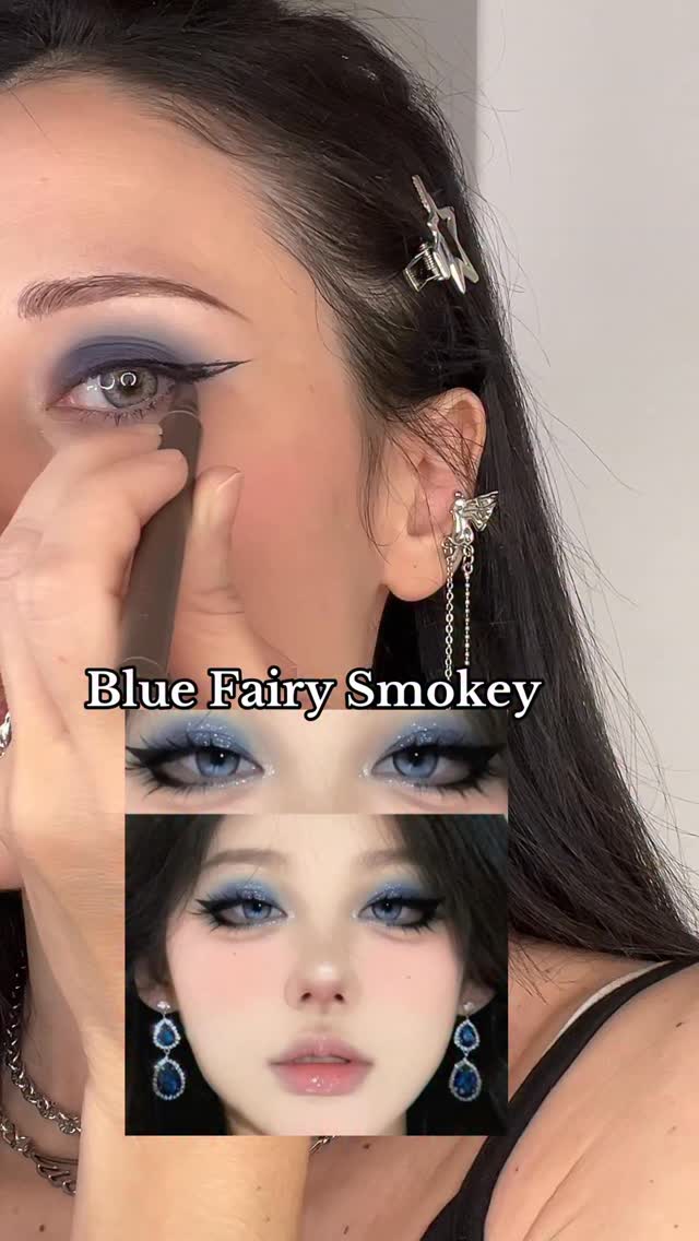 Instagram post by @dolceluna.makeup for NABLA Cosmetics. Caption reads: Blue Fairy Smokey 💙✨
Palette @nablacosmetics....