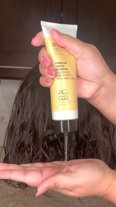 Instagram post by @nw.nageenabeauty for AG Care. Caption reads: [...] frizz to smooth in one wash routine.....