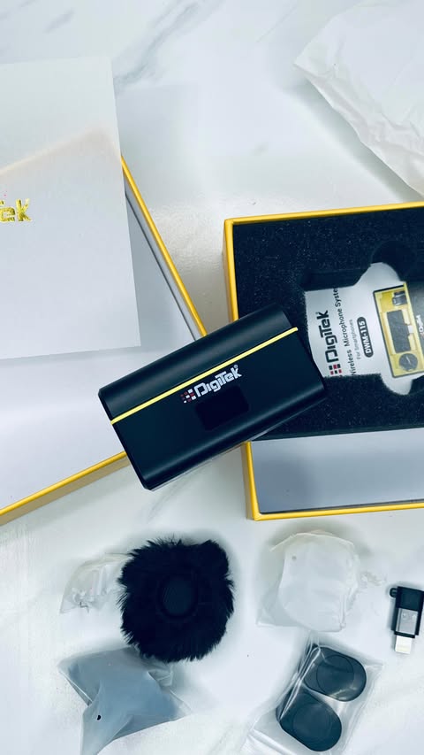 Instagram post by @gurjeetsaluja for Digitek. Caption reads: Unboxing the all-new Digitek 2-in-1 Cordless Mic —....