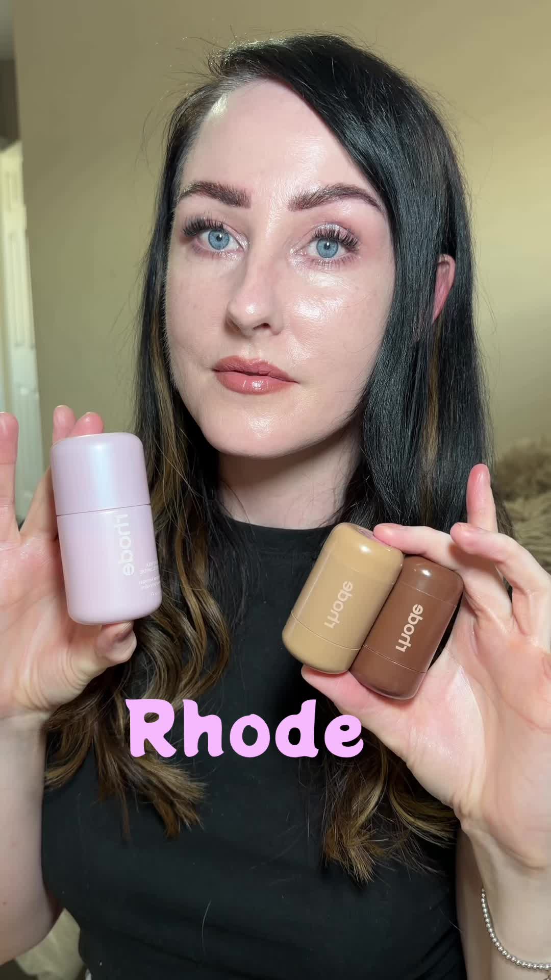 TikTok post by @autessism for Rhode. Caption reads: @rhode skin @RHODE New launch try on 😮‍💨💓 The....