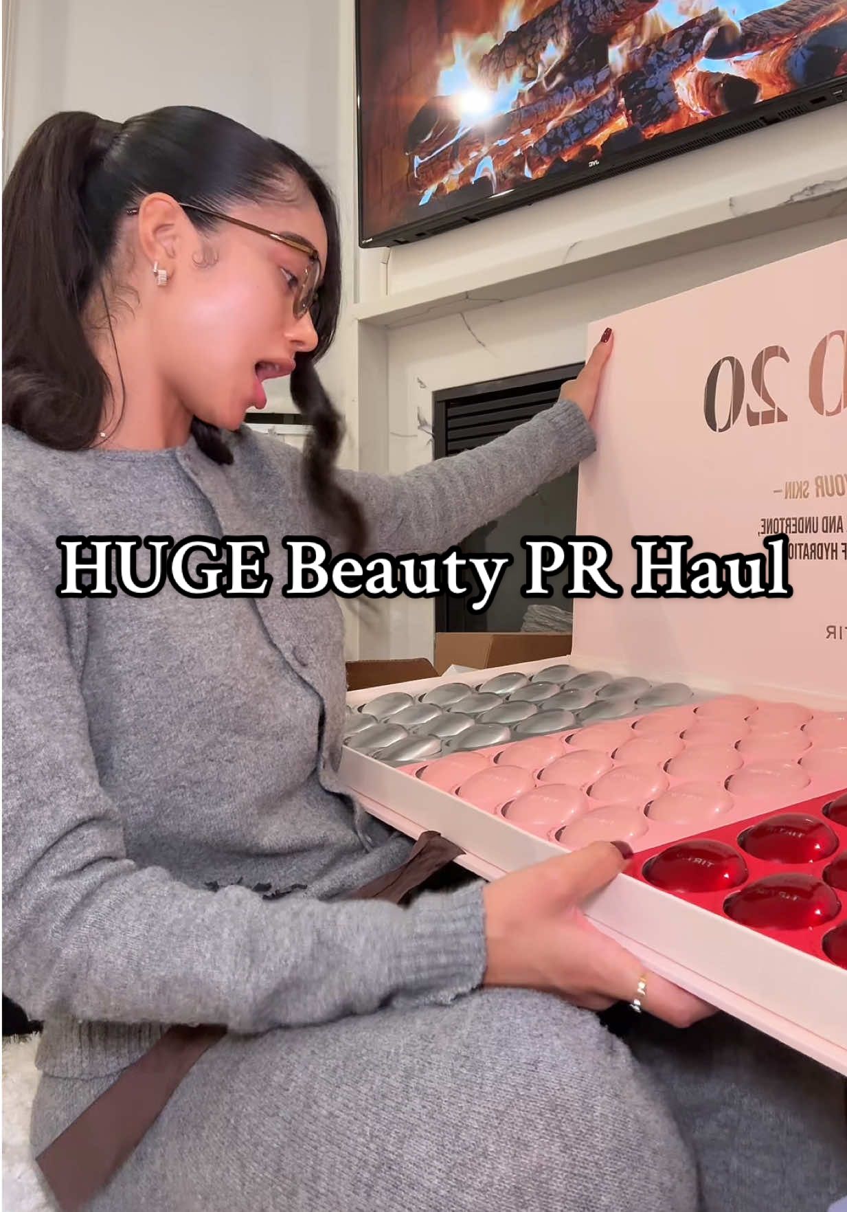 TikTok post by @lalatheislandgal for Kopari Beauty. Caption reads: Huge beauty PR haul 🥰💝 should I make this a....