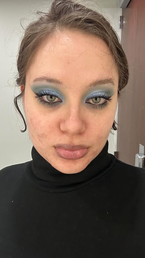 Instagram post by @thehersaway for Blend Bunny Cosmetics. Caption reads: [...] palette fr fr😌 PRODUCTS USED:....
