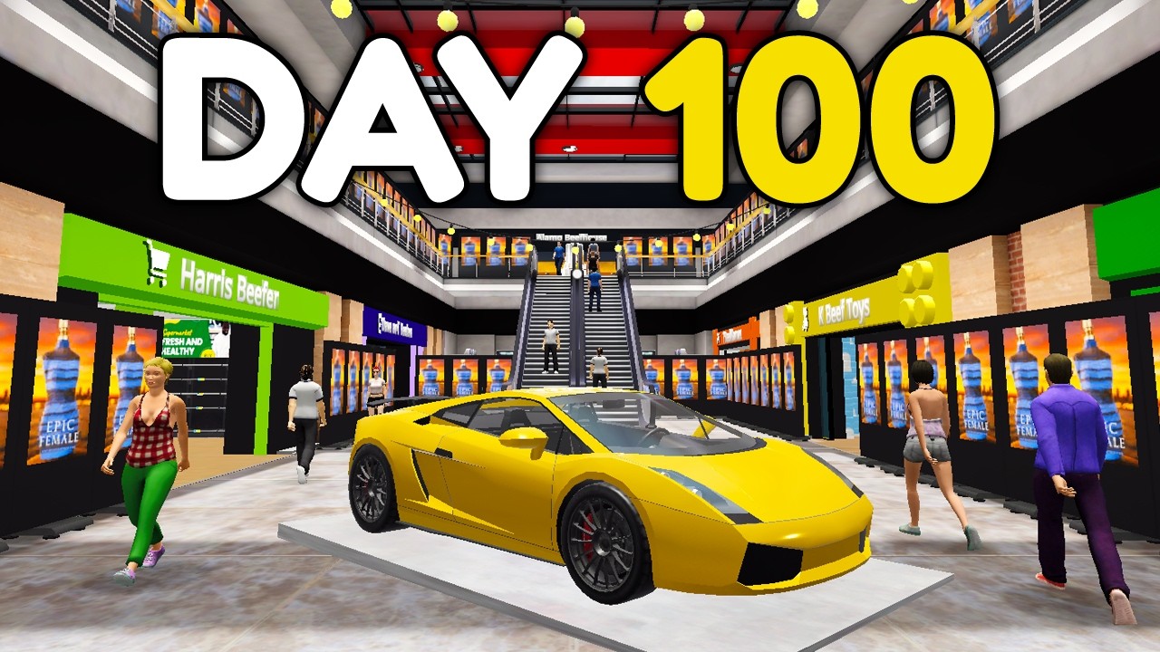 YouTube post by @Skoottie for Youtooz. Caption reads: I Played 100 Days of Mall Simulator.