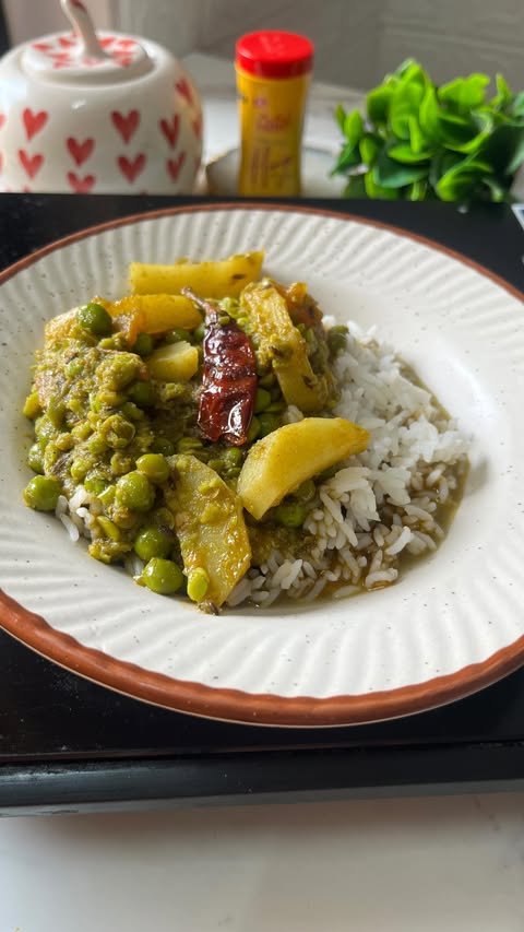 Instagram post by @masala_chain_reaction for Catch Foods. Caption reads: ✨ Matar Ka Nimona Recipe | Traditional UP Style....