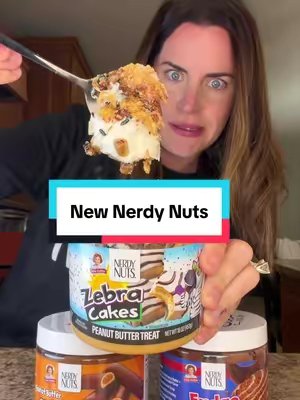 TikTok post by @sarahkraffty for Nerdy Nuts. Caption reads: @Nerdy Nuts Shop love these new flavors! [...].