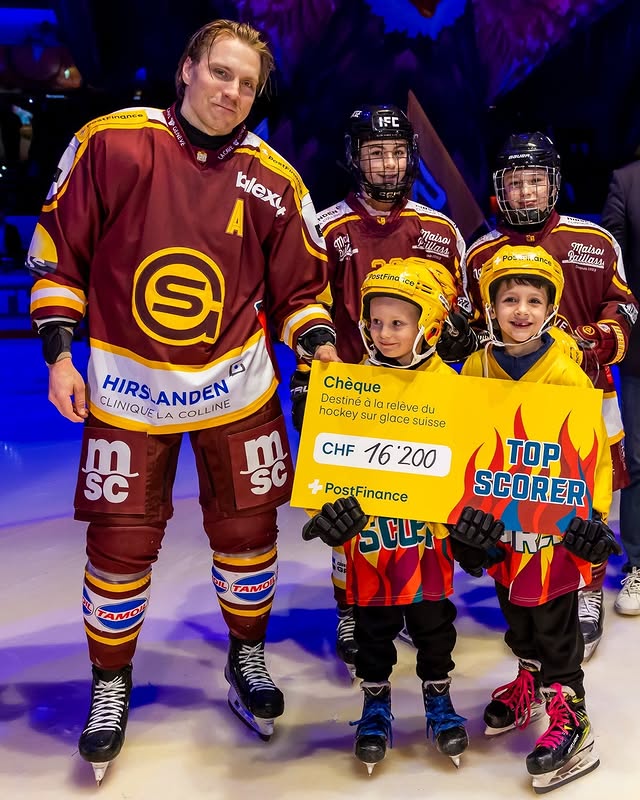 Instagram post by @officialgshc for PostFinance Top Scorer. Caption reads: 🦅 Hier soir et grâce aux efforts de notre....