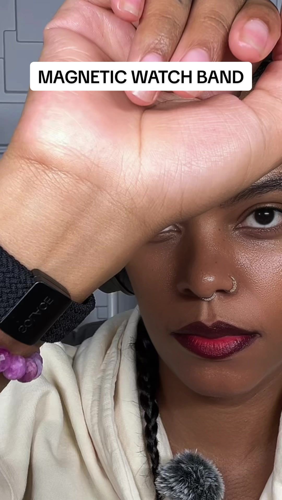 TikTok post by @shashasvoice for Solace Bands. Caption reads: Convenient, Comfortable and Cute! @Solace Bands....